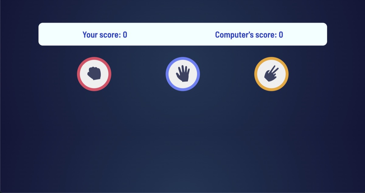 Interactive Rock Paper Scissors game interface with score tracking